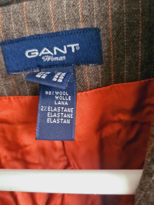 Brązowa wełniana marynarka w paski od Gant