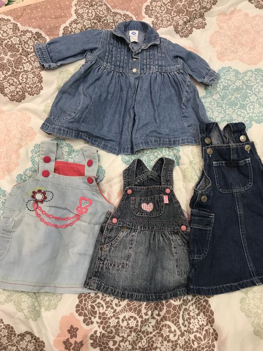 Джинсовые комбинезоны на девочку 3-12 мес