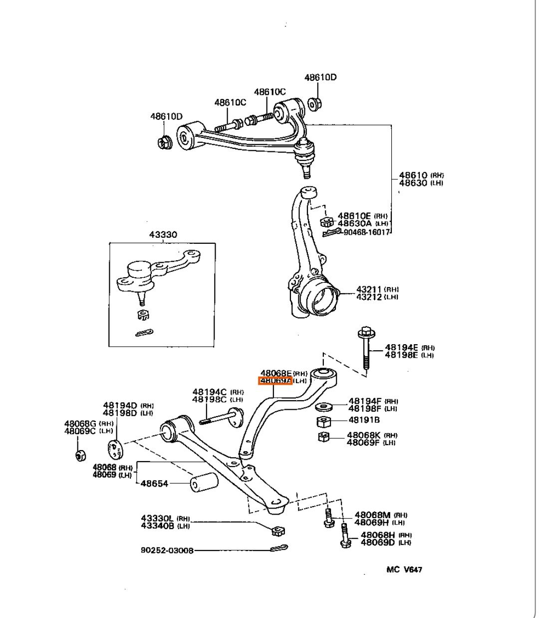 Нижний передний левый рычаг Lexus GS 300 (JZS147), Aristo, Crown