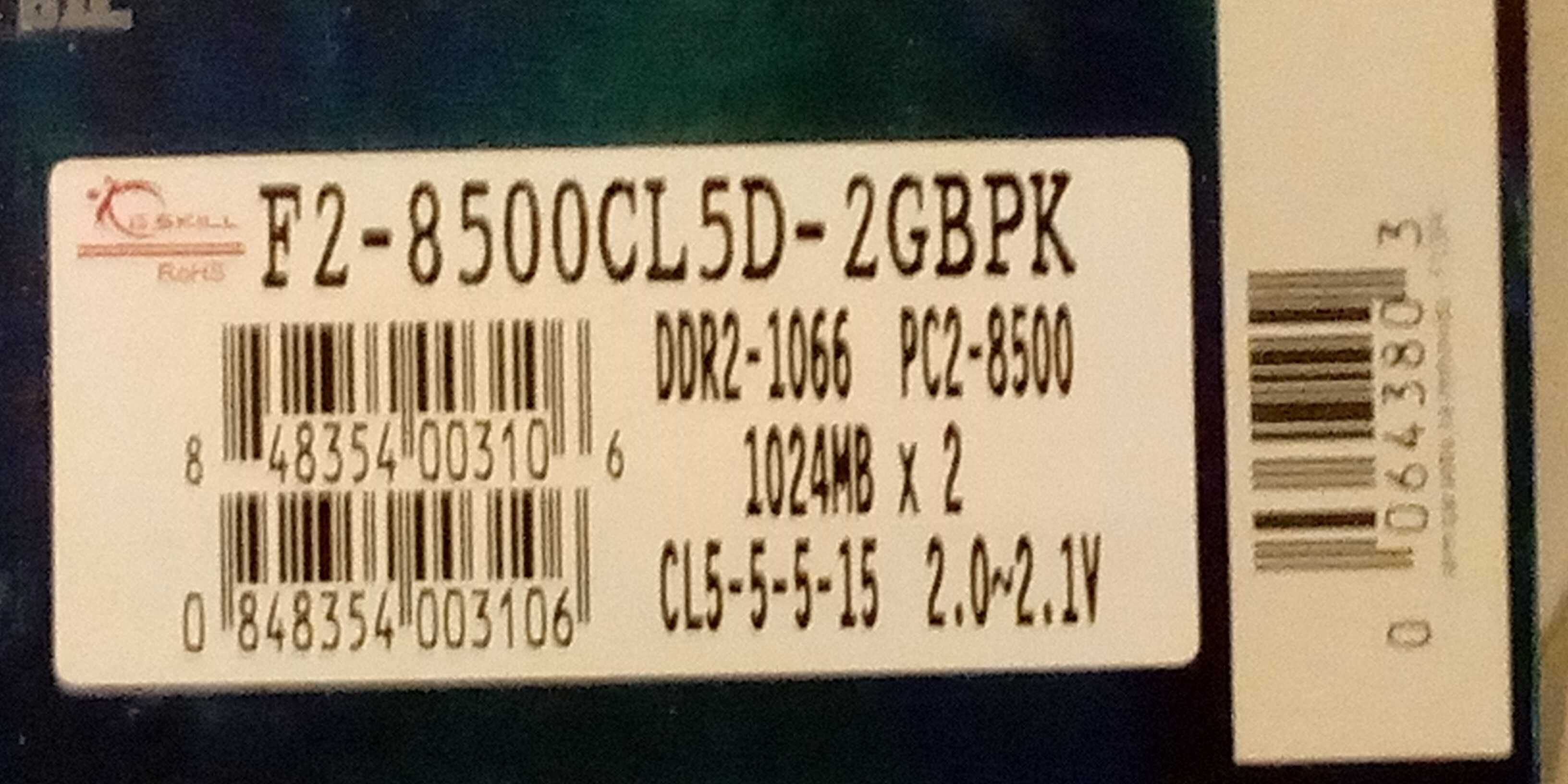 Memória RAM G.SKILL F2-8500CL5D-2GBPK DDR2 1066 CL5-5-5 2x 1GB