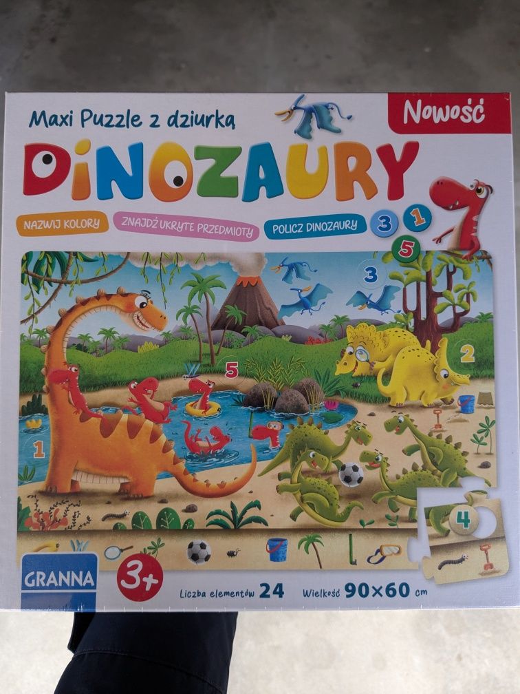 Gra Edukacyjna Maxi Puzzle z Dziurką Dinozaury 24 elementy Granna