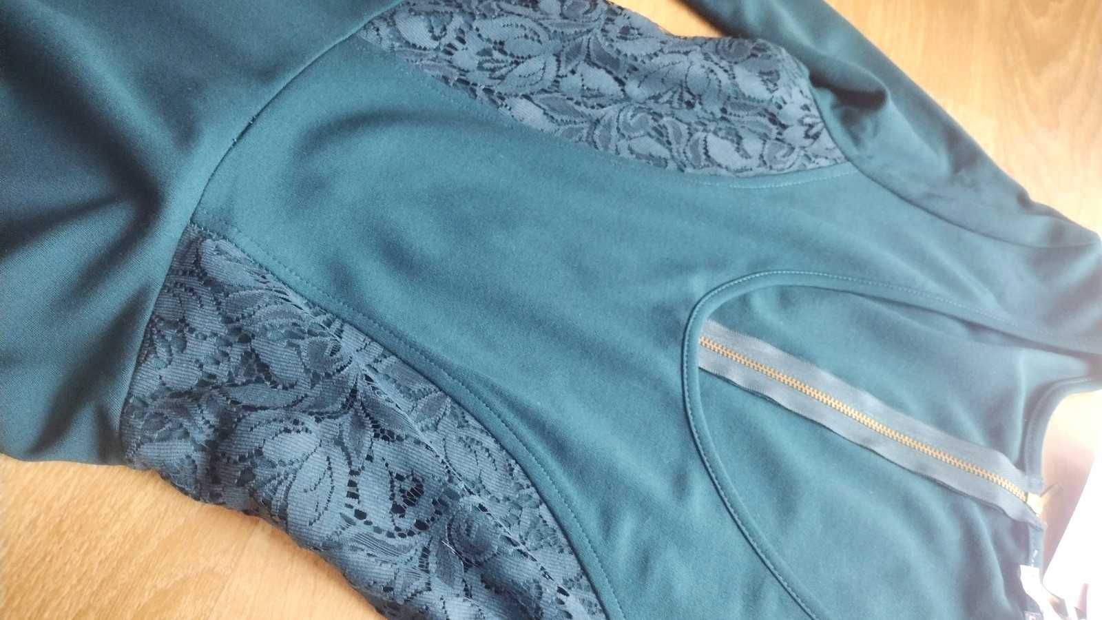 BERSHKA zielona sukienka na długi rękaw rozmiar L z metką nieużywana