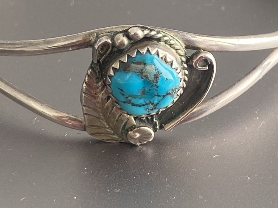 Срібний браслет з натуральною бірюзою 925 .