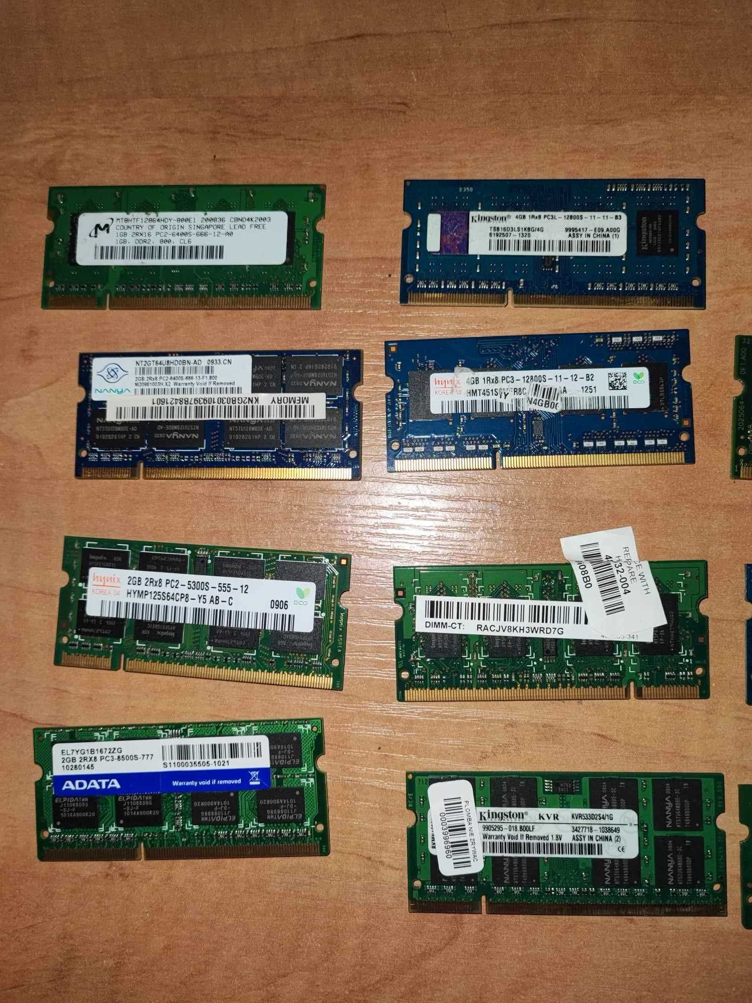 Ramy do Laptopów DDR2 4GB i DDR3 8GB plus karta graficzna