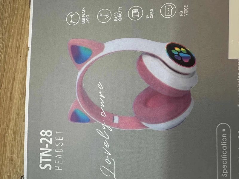 Słuchawki Bezprzewodowe Kocie Uszy dla Dzieci Bluetooth (Różowe)