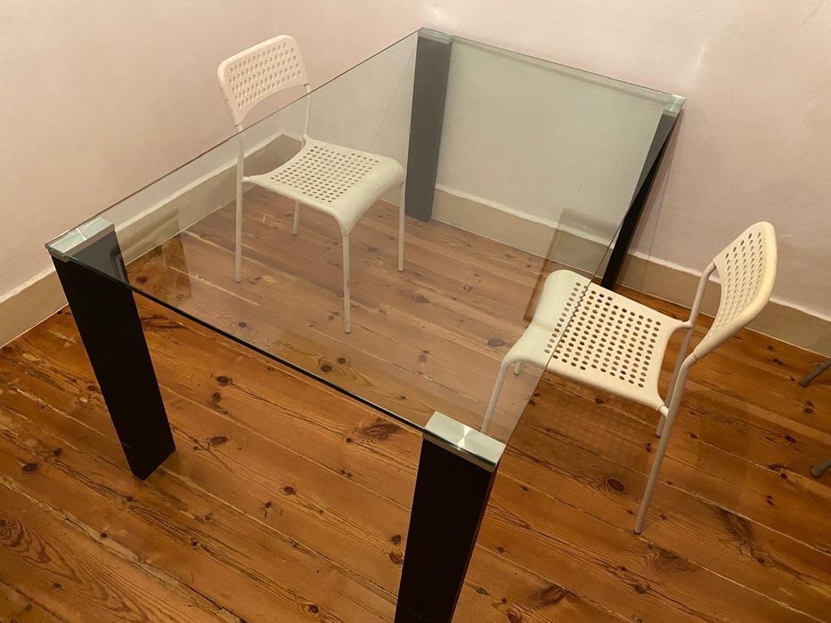 Mesa de Jantar de Vidro 6 Lugares