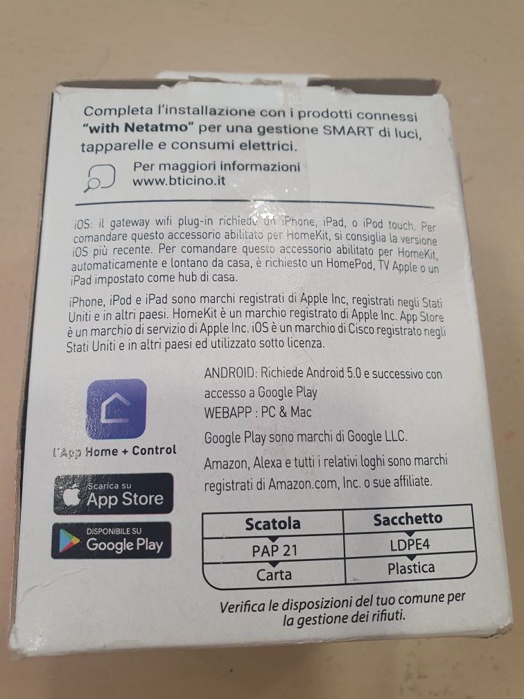 Plug in S36GWGC WI-FI-BTICINO