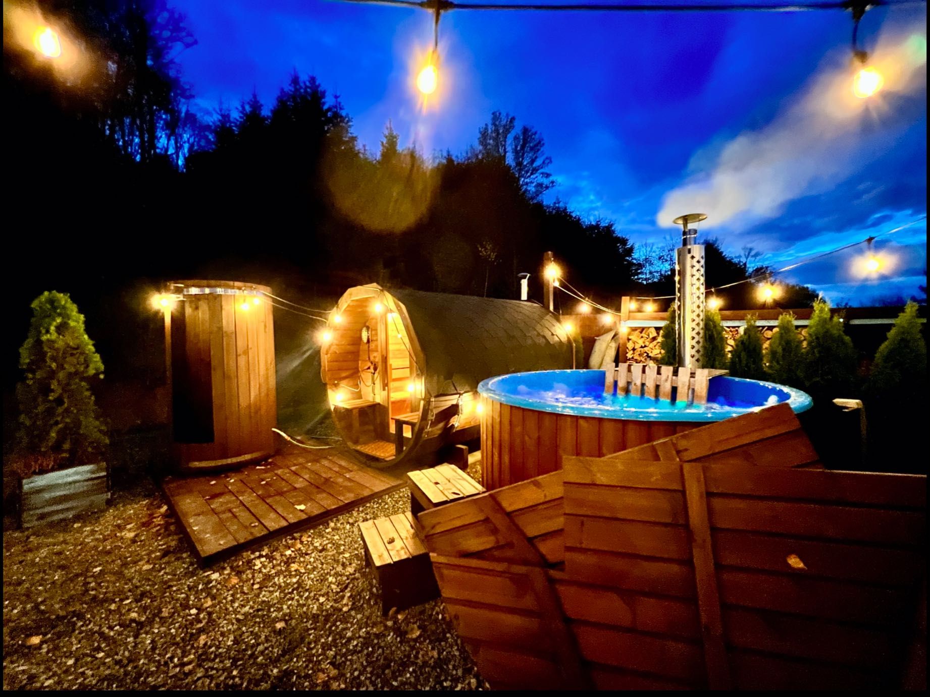 Domek z jacuzzi sauną na wyłączność Na szczycie wzgórza do 1700m2