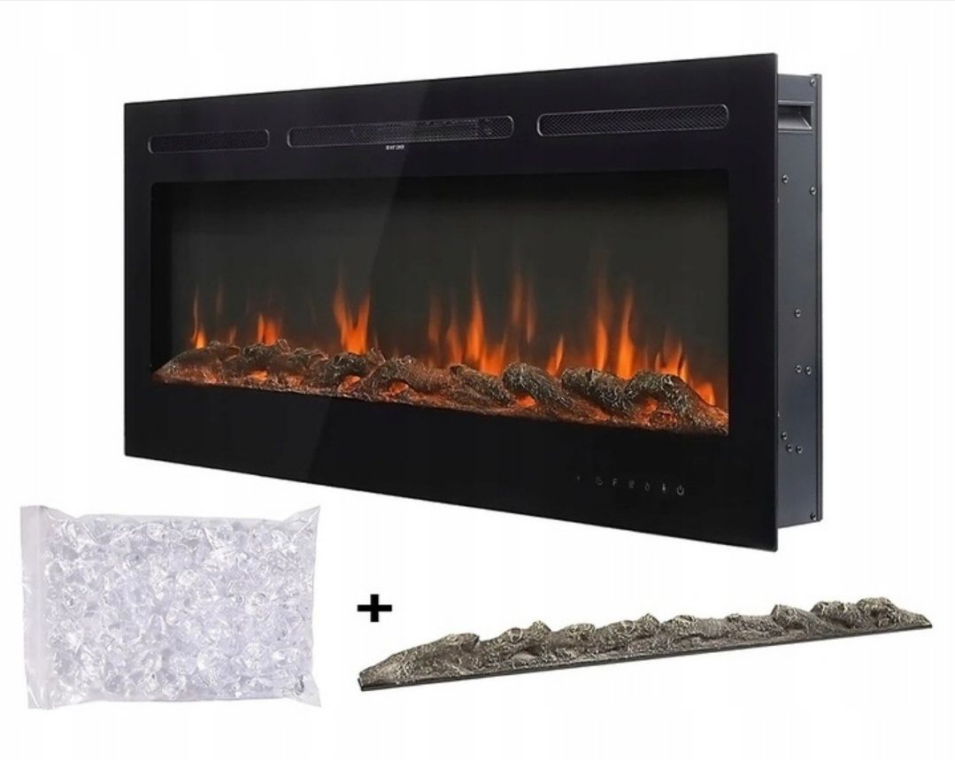 Kominek ścienny z funkcją grzewczą WarmieHomy czarny 1800 W 91,5x55x15