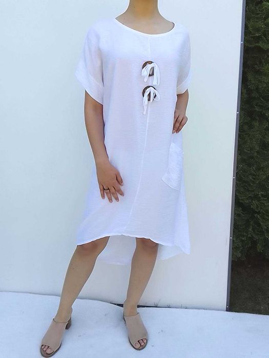 Nowa  z metką Biała asymetryczna swobodna sukienka oversize S M L XL