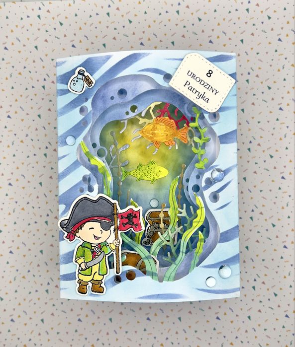 Kartka urodzinowa 3D z piratem, z kopertą z personalizacją