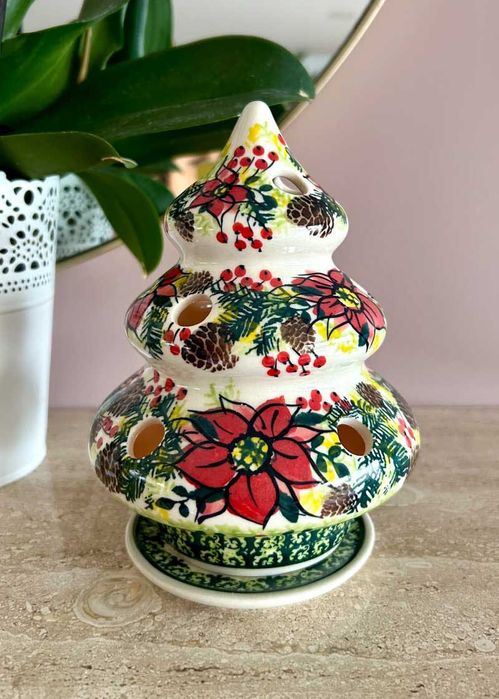 Lampion choinka, choinka lampion, świecznik bolesławiec ceramika