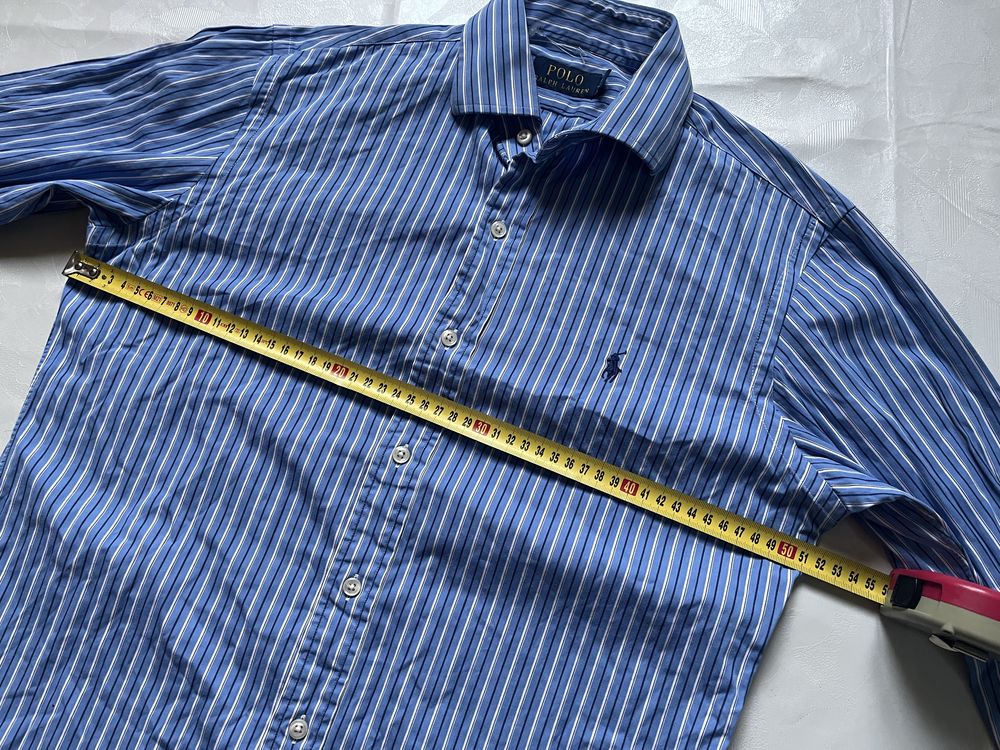 Ralph Lauren polo koszula niebieska paski 38 luksusowa cotton 100%