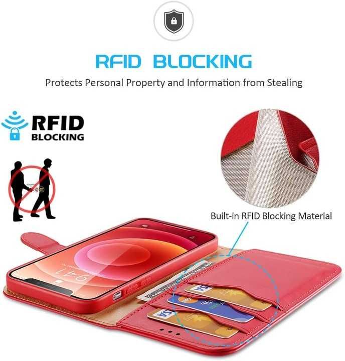 Etui z klapką do Apple iPhone 12 /12 Pro czerwony case futerał [2400]