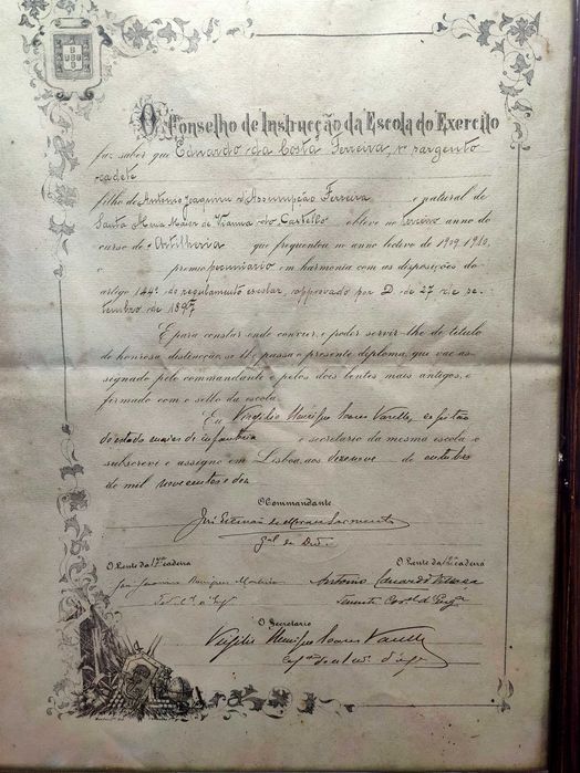 Item de colecionismo militar, Certificado de Sargento Cadete, 1910