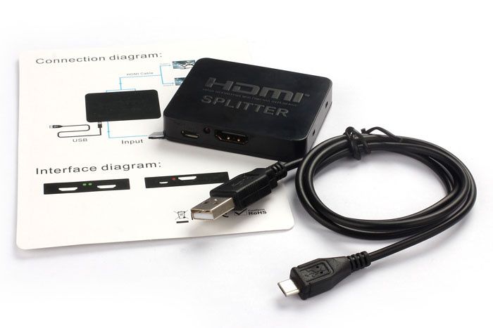 HDMI 1x2 Splitter Duplicador Distribuidor Divide 2 saidas 1080p NOVO