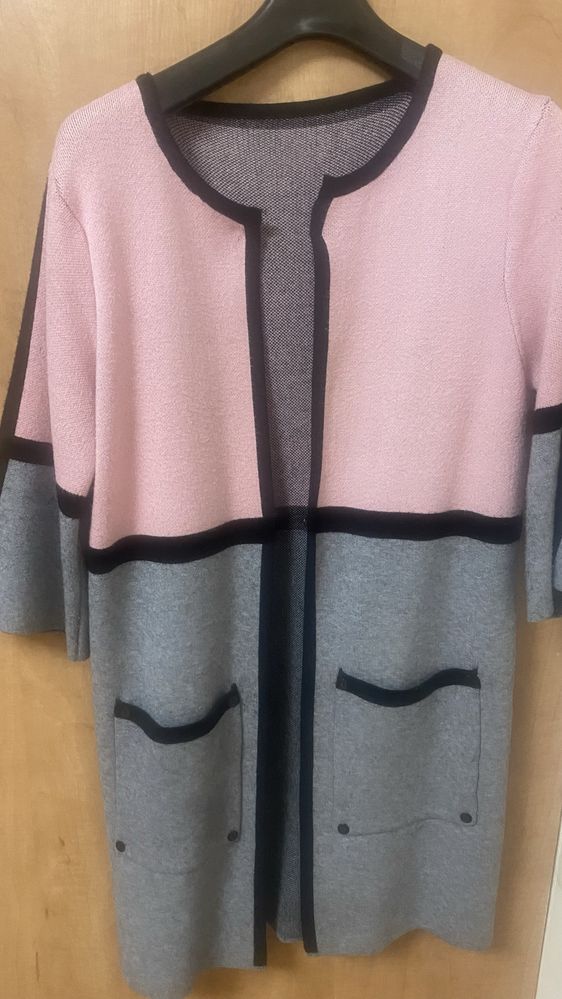 Sweter damski różowo szary