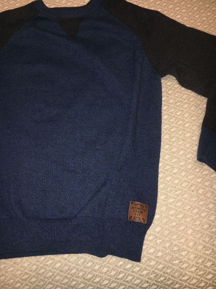 Sweterek FF 7-8 bluza 122-128 niebieska melanz