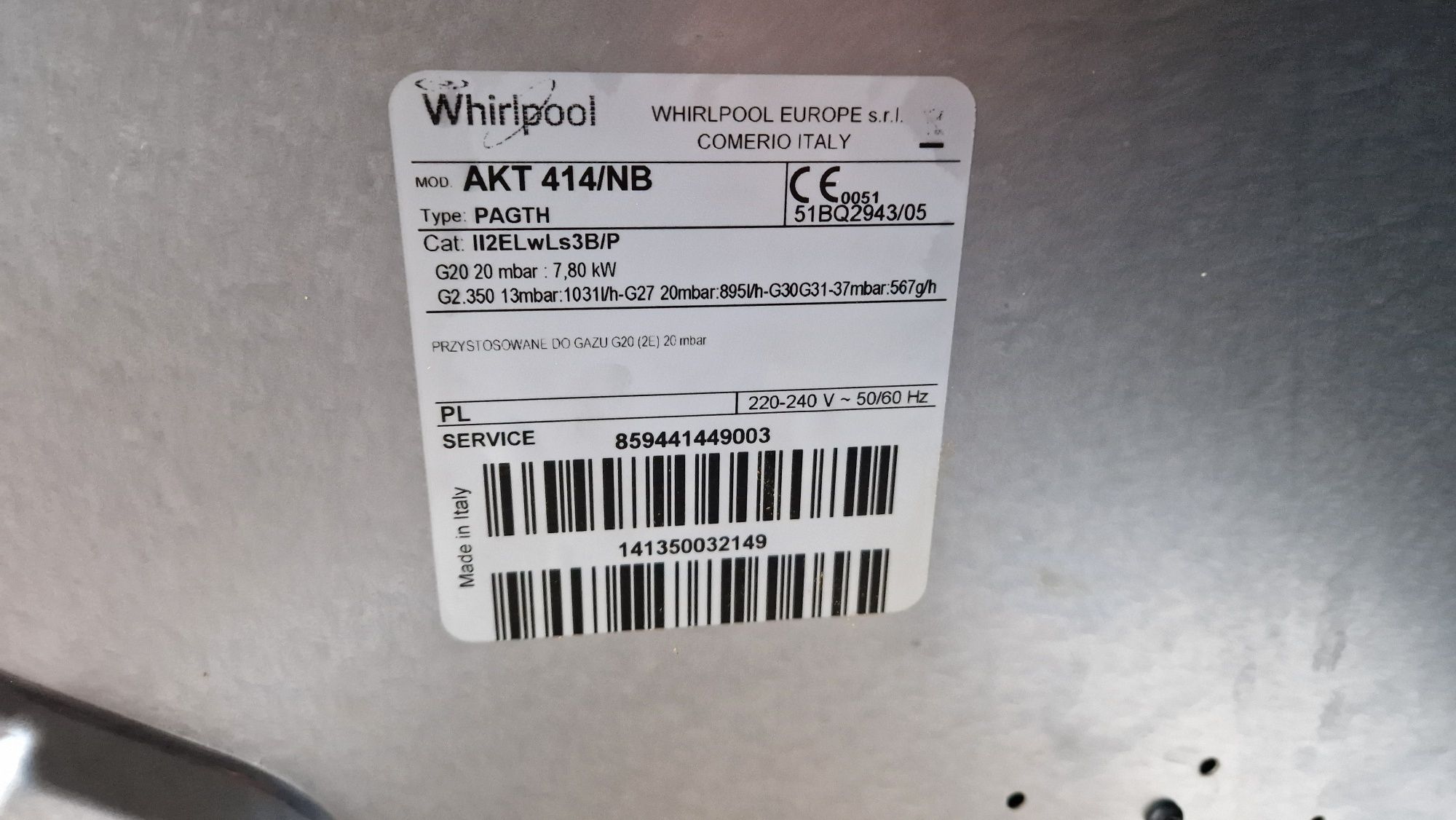 Płyta gazowa Whirlpool AKT 314/NB szkło