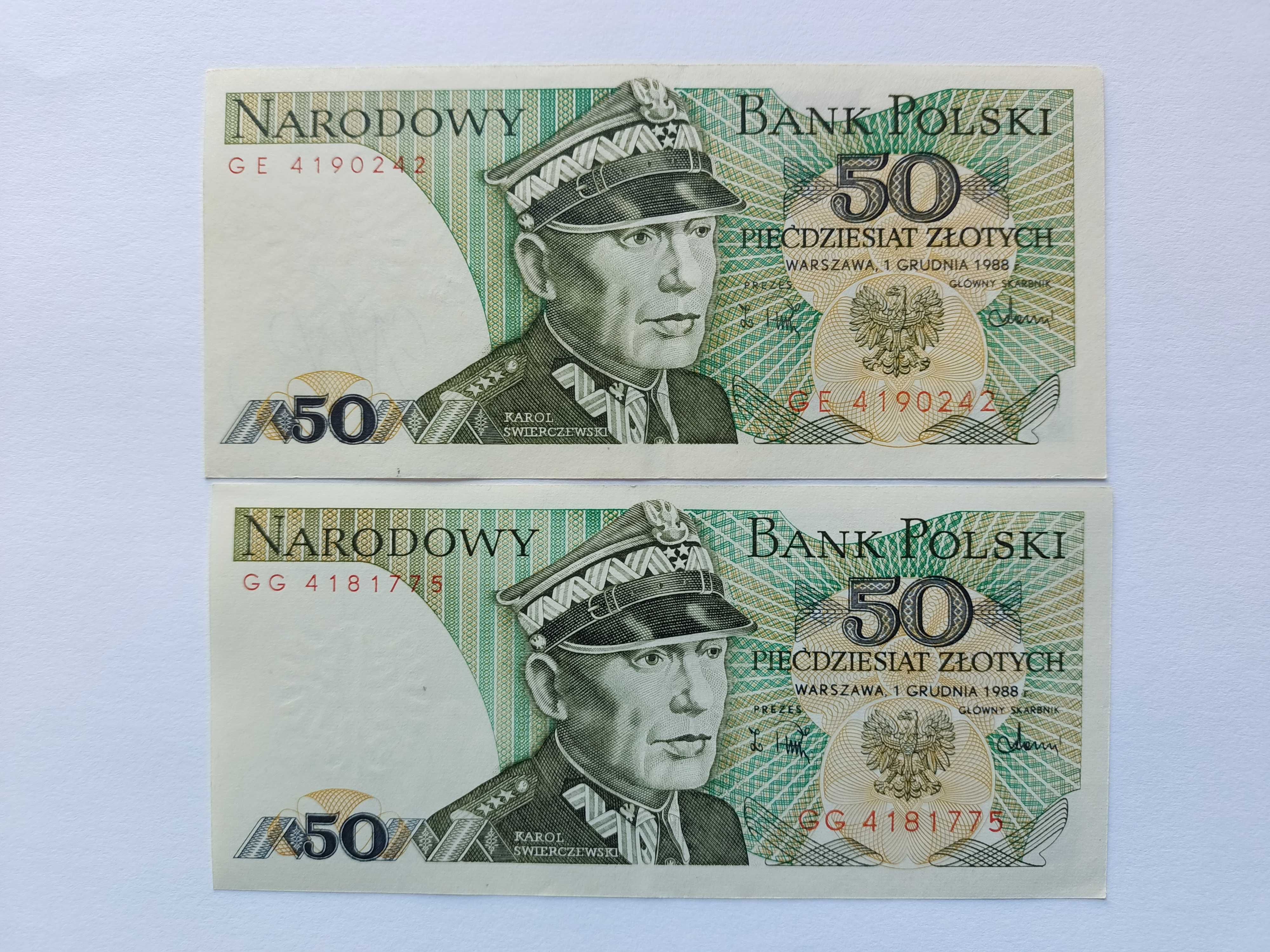 50 Złotych 1988 Karol Świerczewski , stan UNC Bankowy