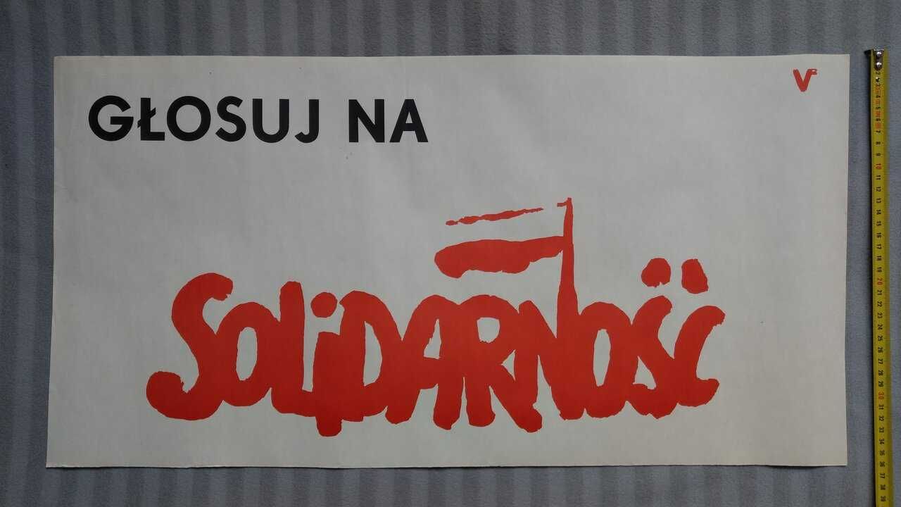 Plakat 1989 wybory 4 czerwca Głosuj na Solidarność vintage