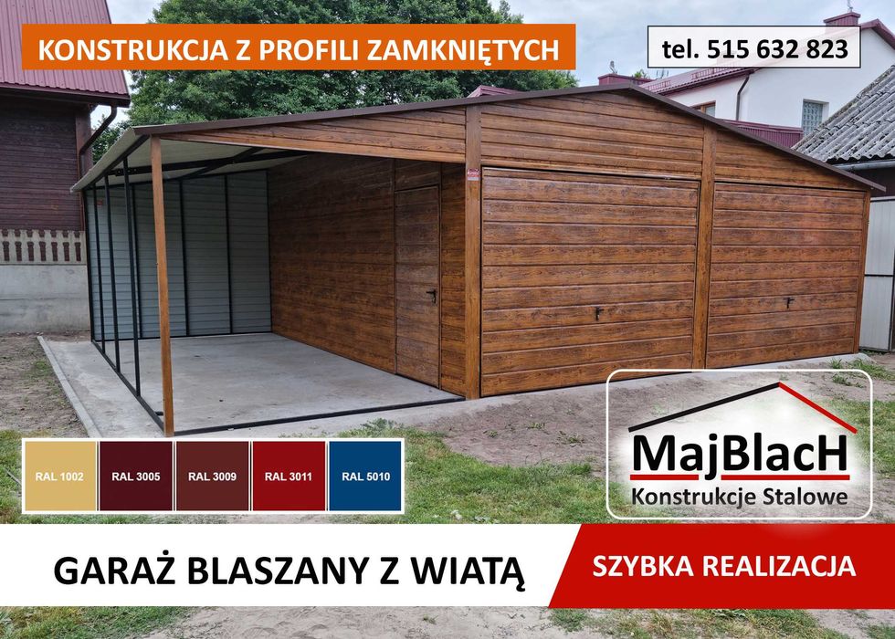 Złoty Dąb + Zadaszenie |Garaże  Bezpośrednio od Producenta - Maj-Blach