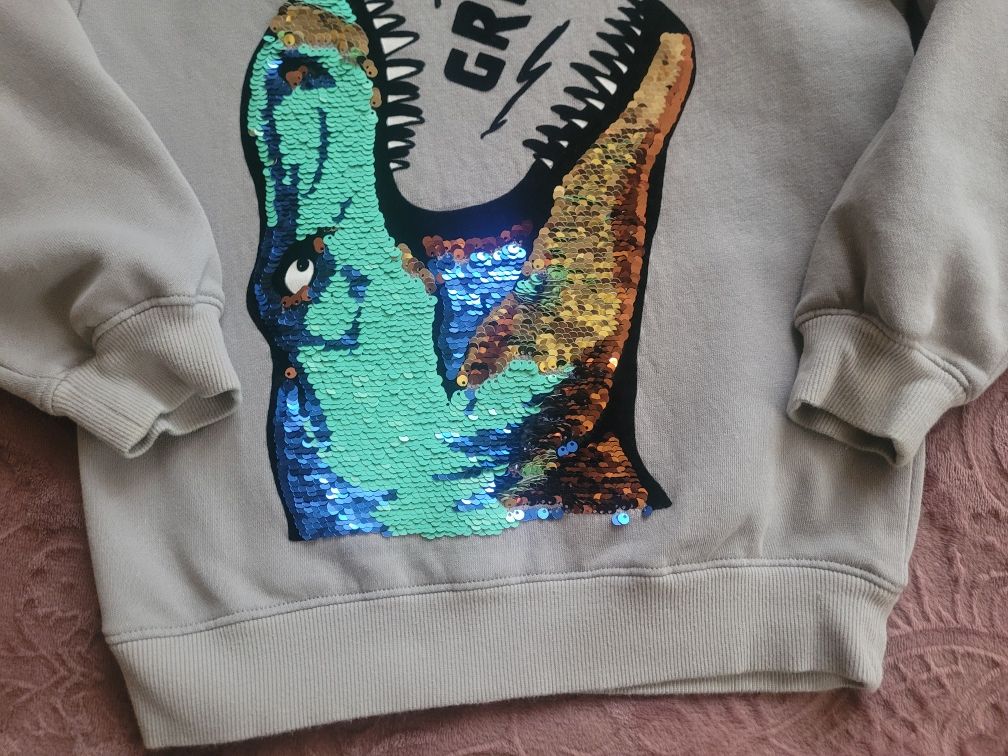 Bluza z kapturem H&M 122 dinozaur