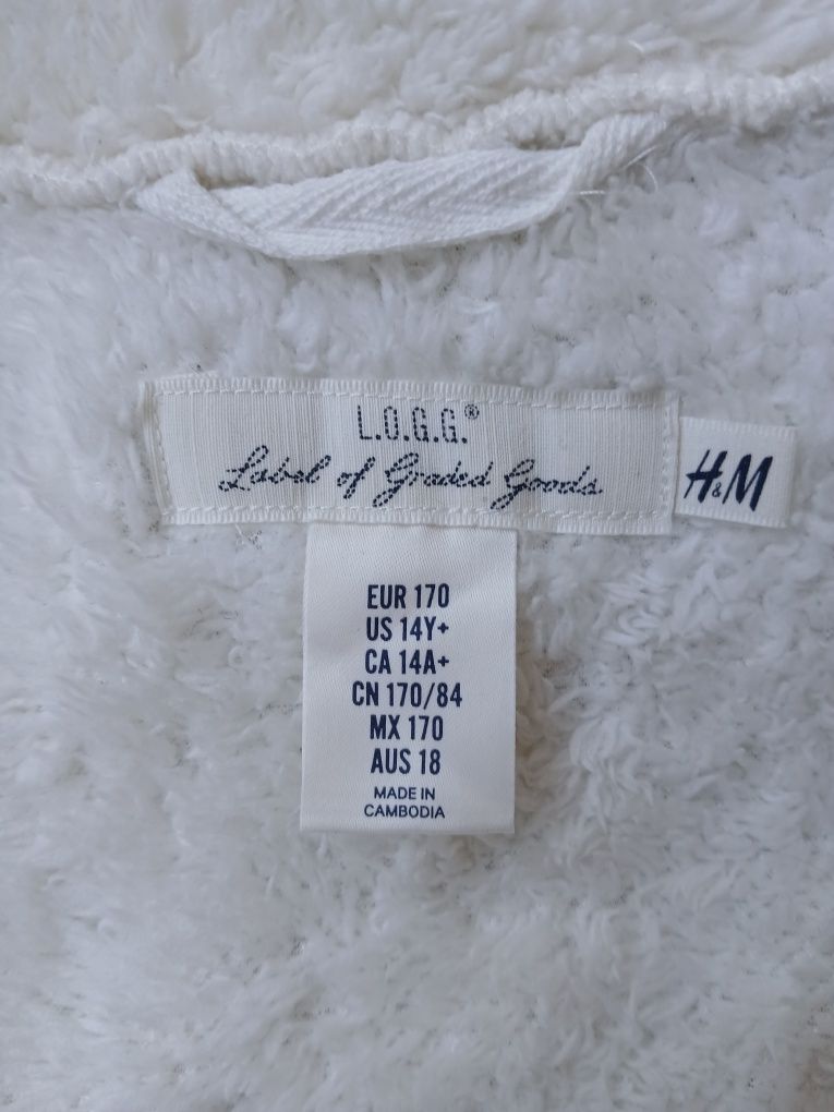 H&M Bluza polar baranek biała damska