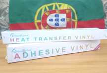 Vinil autocolante (Azul) + Vinil Termotransferível (Cinza)