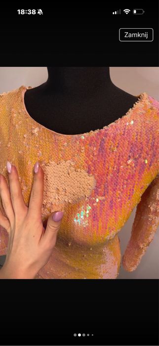 Sukienka cekinowa sylwestrowa mieniaca sie boohoo S z zamkiem