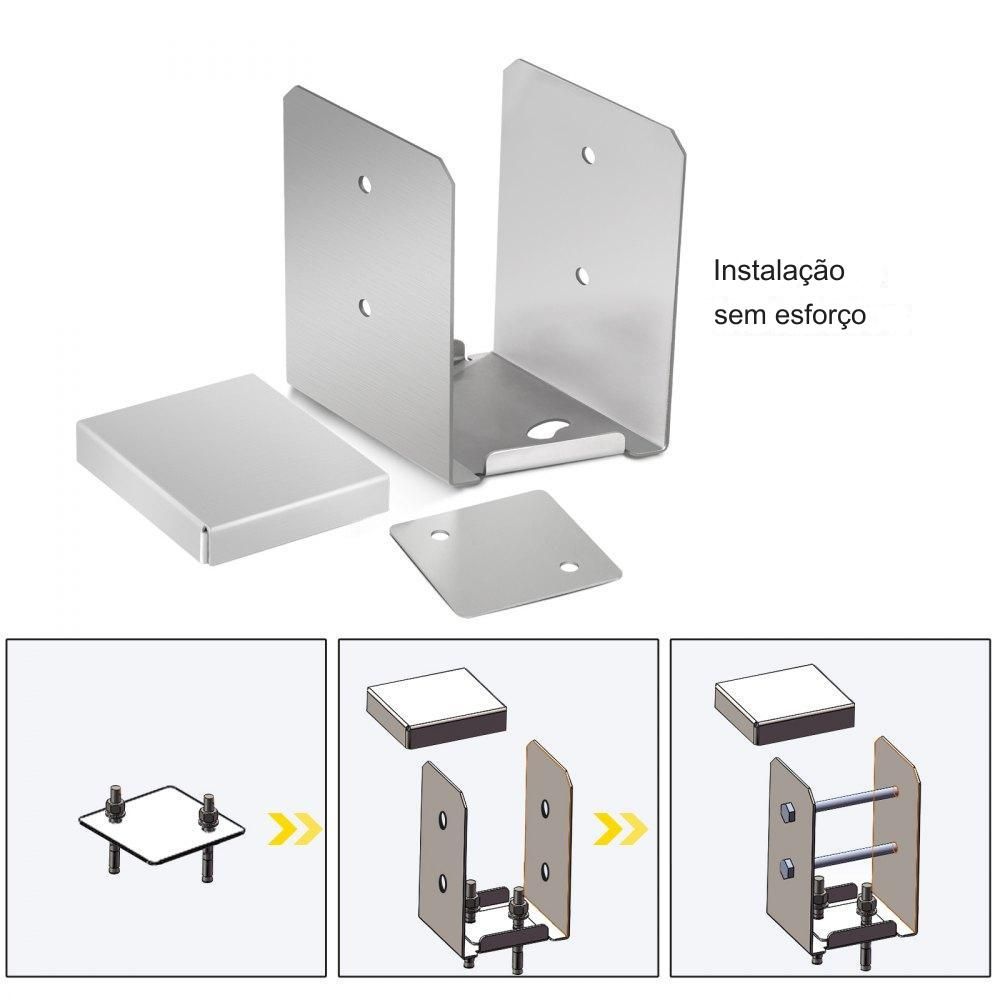 Base Poste Ajustável , 6x6, Inox