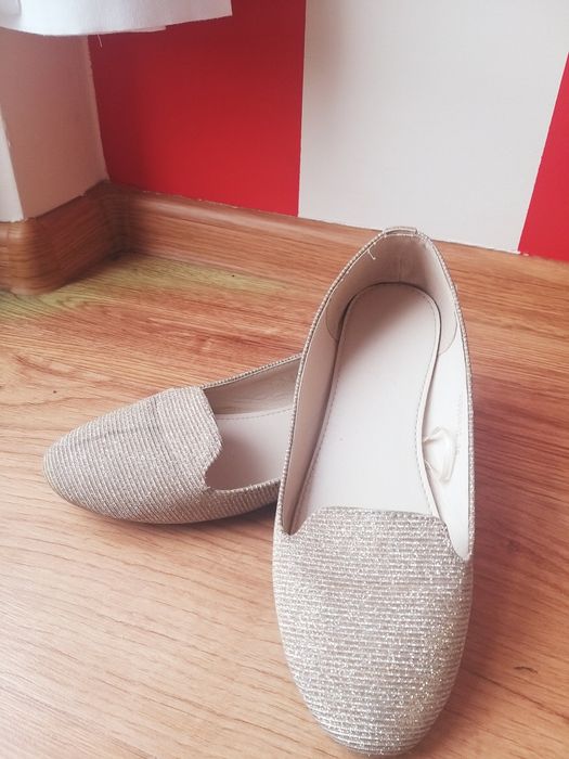 Złote baletki baleriny eleganckie 36 buty ślub ślubne jenny fairy 23