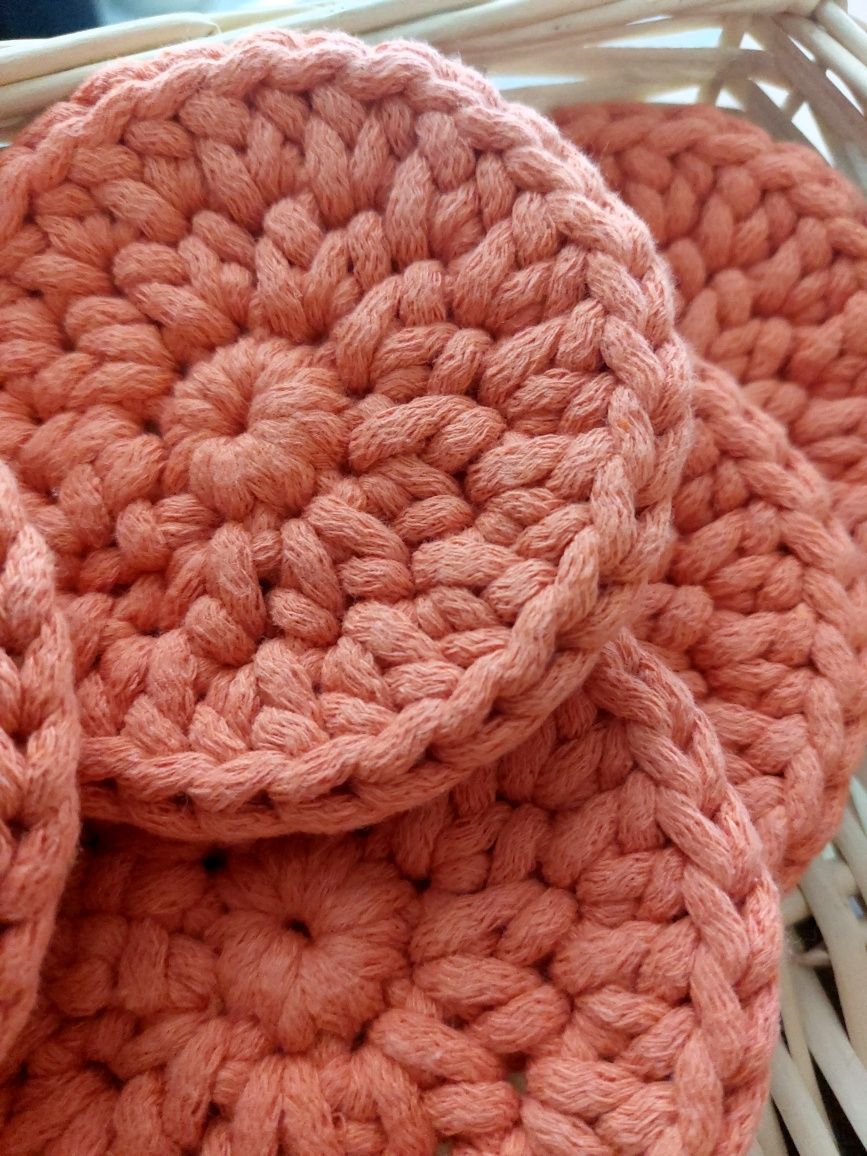 Podkładki pod kubek 5 szt- pomarańczowy, handmade, na szydełku