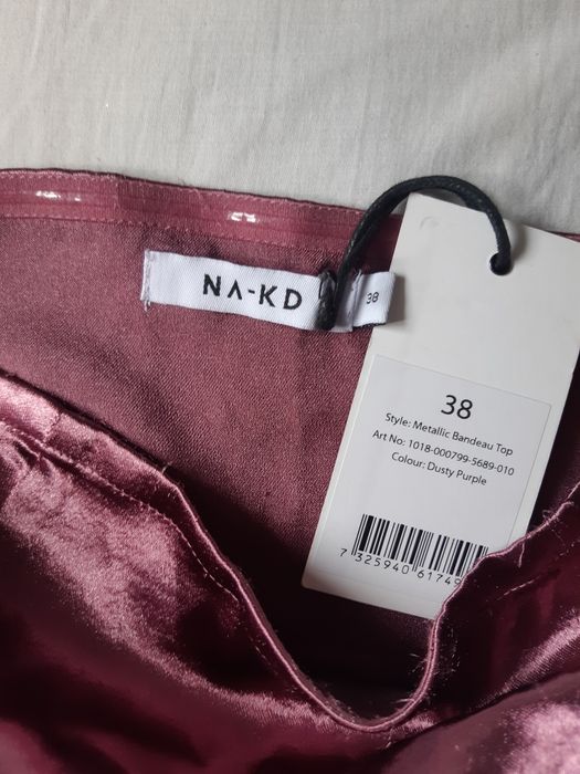 Nowa różowa satynowa metaliczna bluzka crop top 36/38 S/M