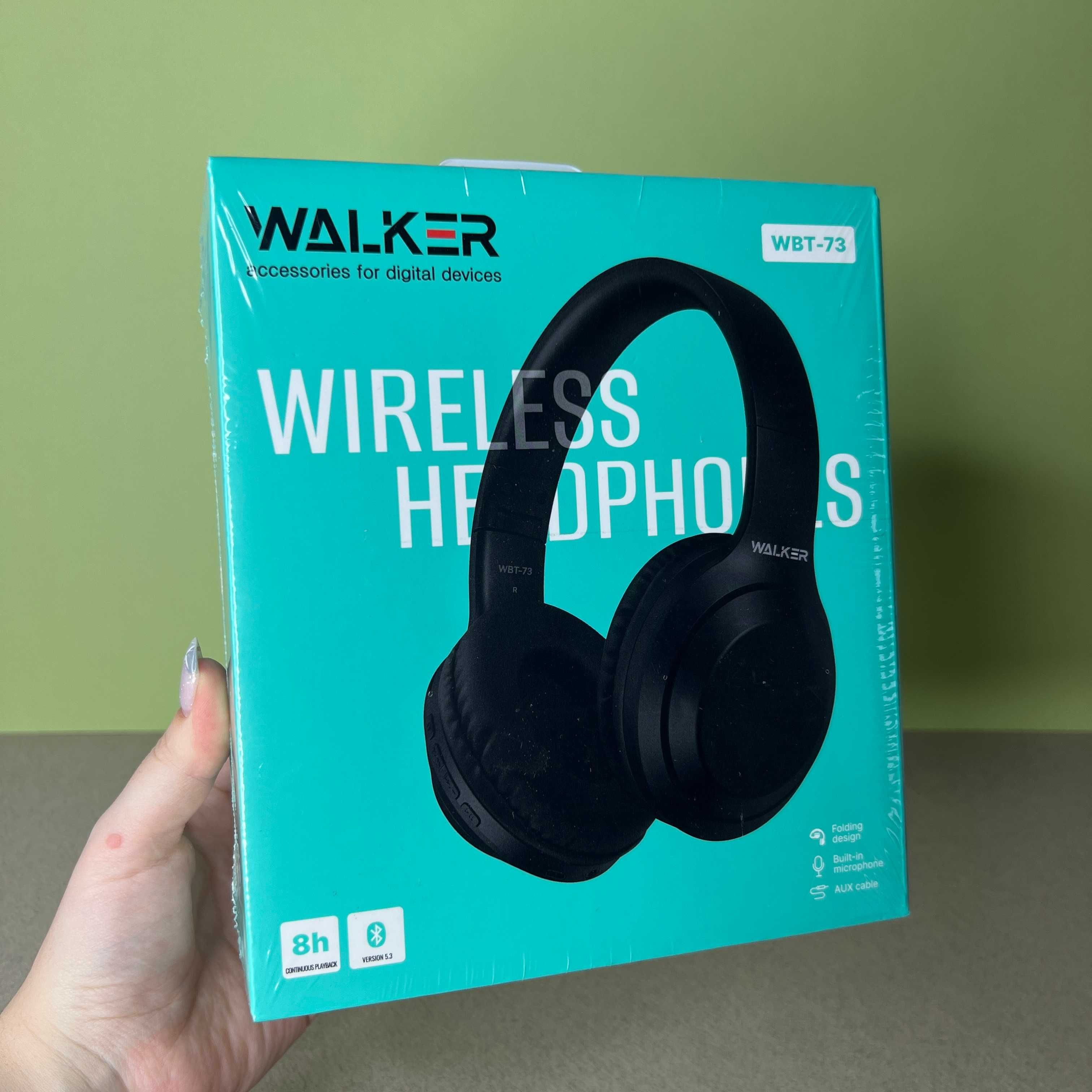 Накладні блютуз наушники на 6-8 год роботи Walker WBT-73  black