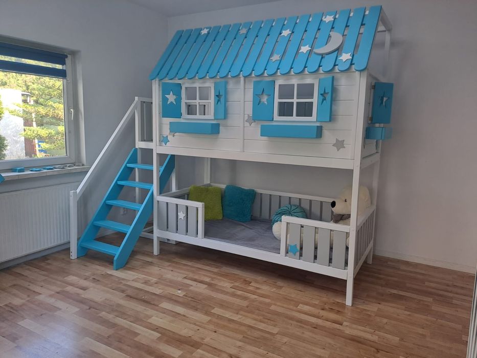 Domek drewniane łóżeczko dla dzieci piętrowe 90x190  RATY