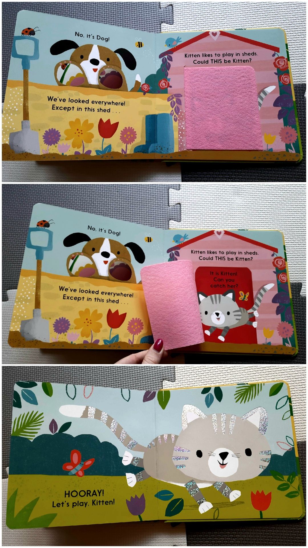 Let's Find The Kitten książeczka po angielsku z okienkami sensoryczna