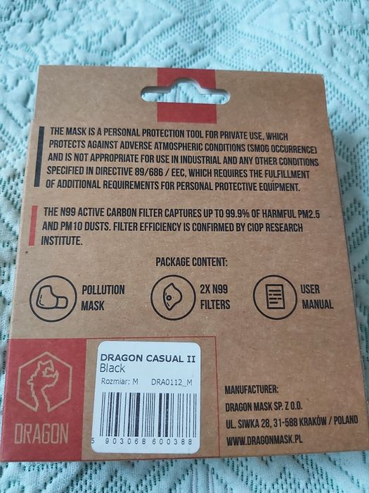 Maska antysmogowa Dragon Casual z filtrami