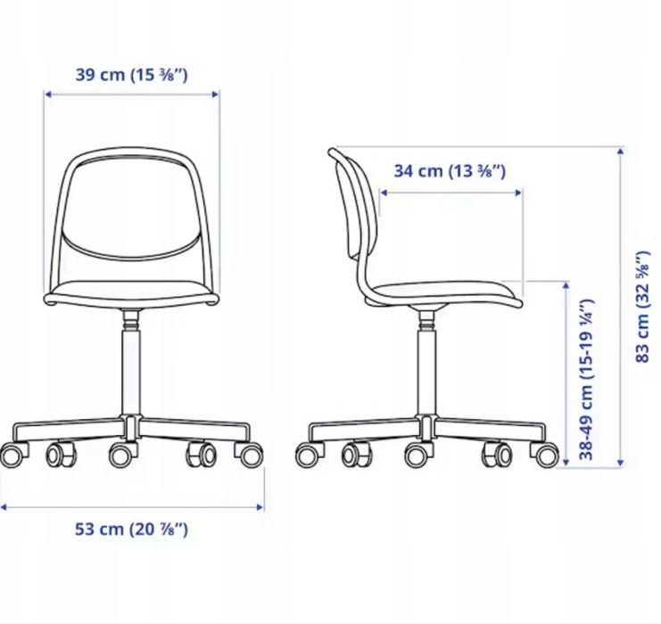 IKEA ORFJALL krzesło biurowe obrotowe kolor różowy dziecięce