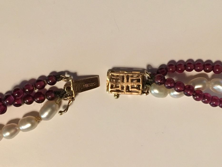 Colar de pérolas barrocas japonesas, contas de ametista, fecho em ouro