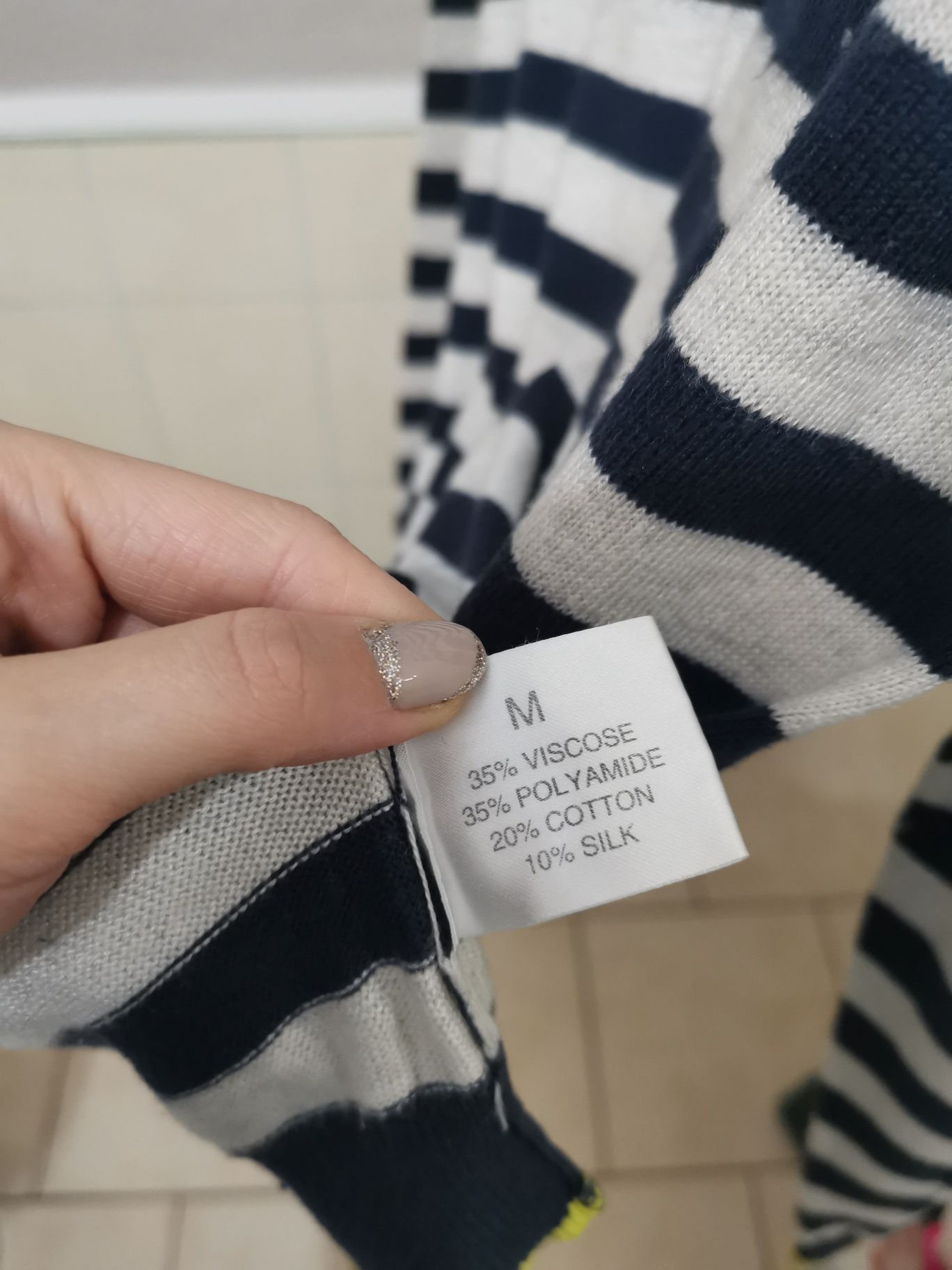 Sweter Linea 38 M paski wiskoza jedwab bawełna bdb