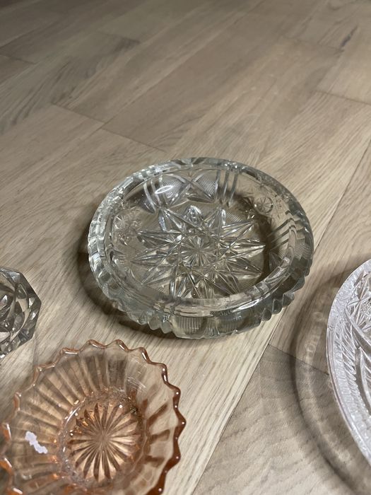 Naczynia szkło z PRL kryształ miseczki popielniczka 11 szt