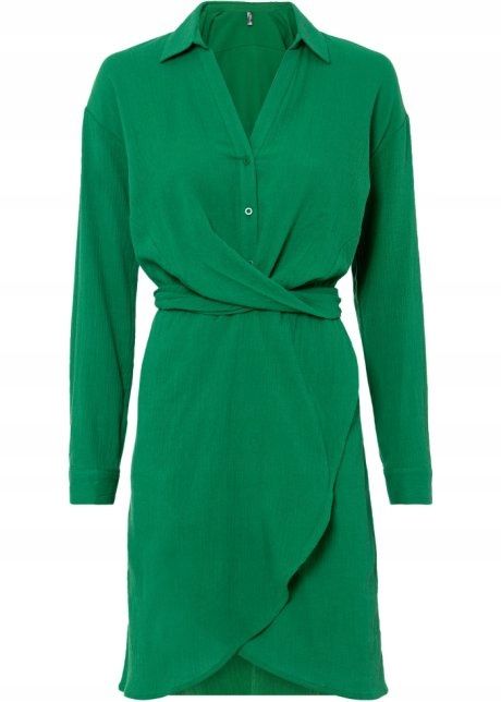 B.P.C sukienka koszulowa zielona a'la kopertowa r.36