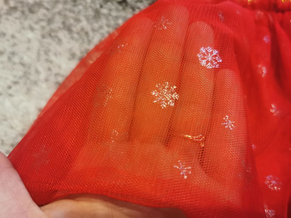 Spódniczka czerwona śnieżynki 80