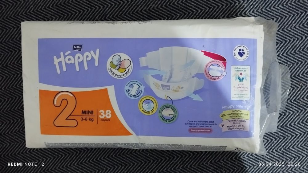Дитячі підгузки "Happy" Mini 2, 38 шт.