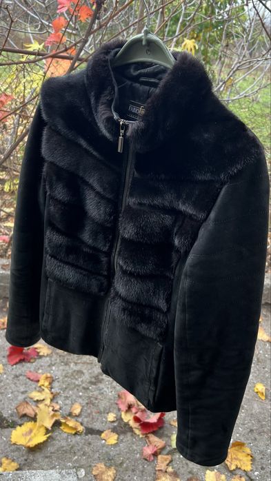 Курточка шкіряна осіння з хуртом норки