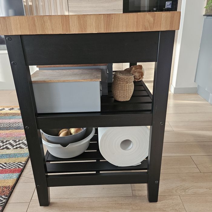 Wyspa kuchenna czarny/dąb 79 x 62,5 x 90