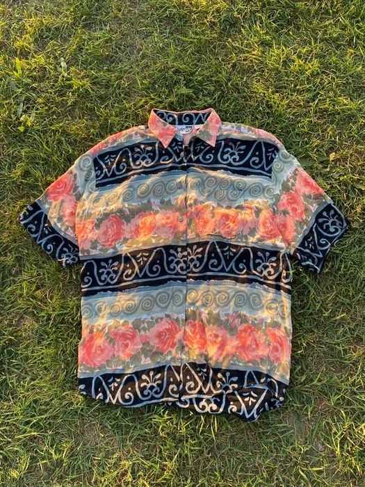 Koszula męska hawajska Hawajka krazykat shirt summer L XL rose róże