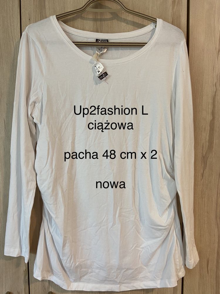 Up2fashion L ciążowa bluzka biała długi rękaw bawełna nowaVintage