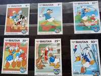 Znaczki kolekcjonerskie 6 sztuk kaczor Donald z lat 80 stan idealny